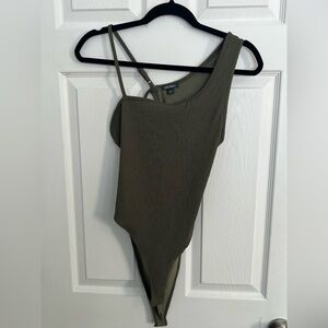 Wild Fable Asymmetrical Olive Bodysuit